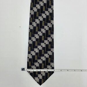 LOUIS FERAUD Geometric Silk Blend Men's Neck Tie‎ Blue Gold Black